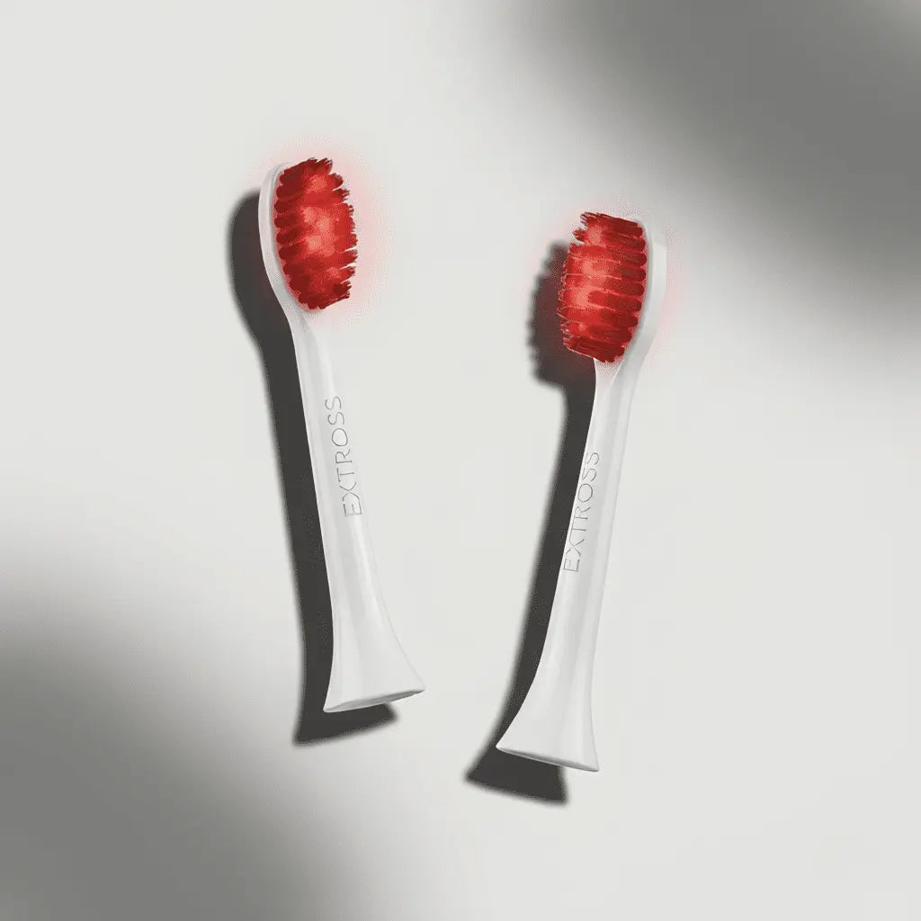 Two White Brush Head Replacement of Red Light Toothbrush
